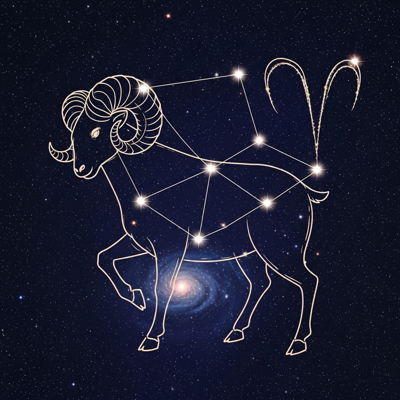 Aries Constellation: Starry Ram and Night Sky View