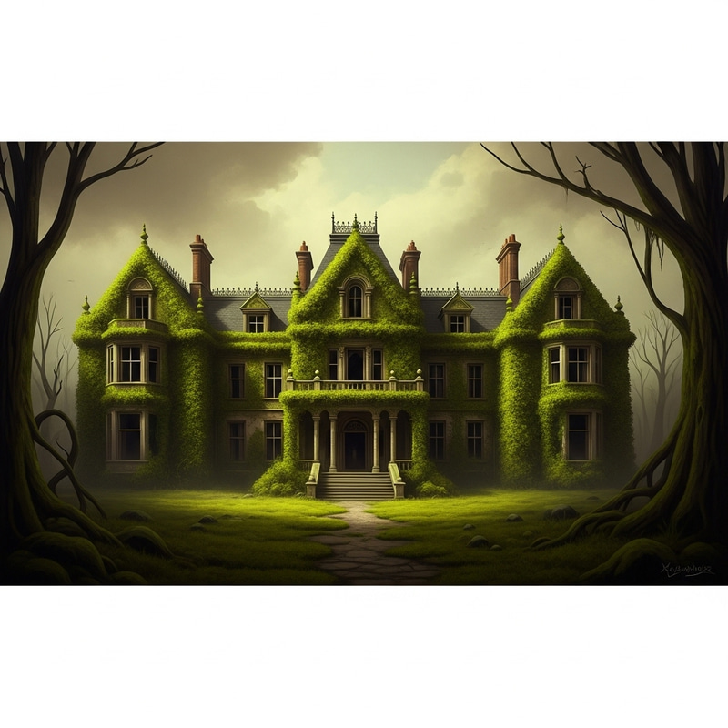 Gothic Mansion: Abandoned Beauty in Nature's Embrace Gothic Mansion: Abandoned Beauty in Nature's Embrace