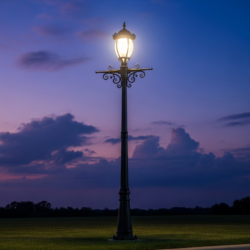 Modern Outdoor Lamp Post Lighting for Twilight Scenes