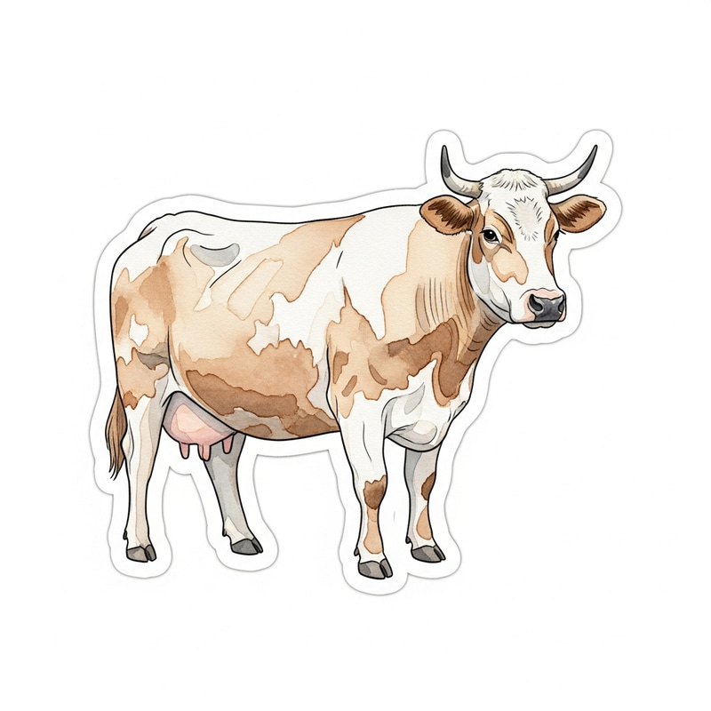 Soothing Watercolor Cow Sticker - Calm Design Soothing Watercolor Cow Sticker - Calm Design