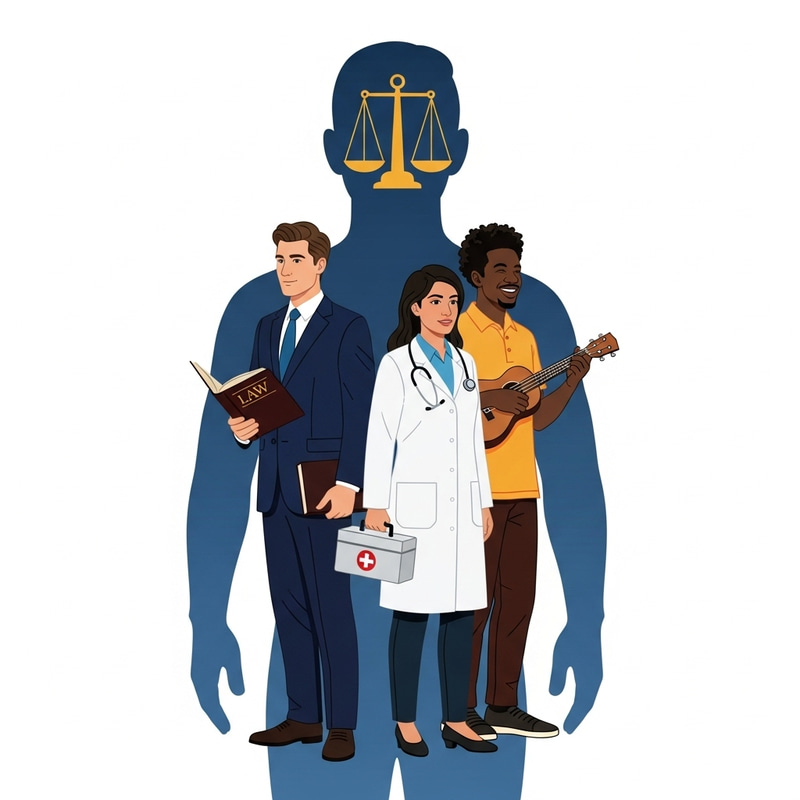 Three-in-One Personality Fusion - Lawyer, Doctor, Musician Three-in-One Personality Fusion - Lawyer, Doctor, Musician