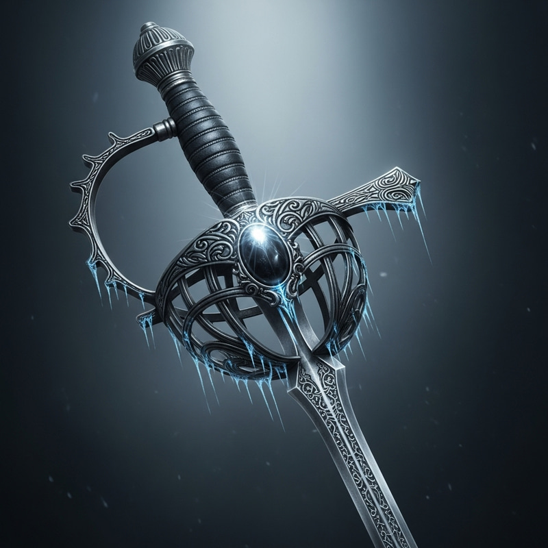 Intricate Cursed Rapier - Ornate Guard with Mysterious Black Stone