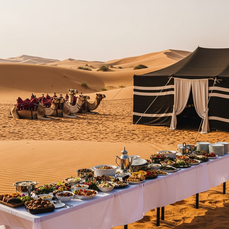 Enchanting Desert Feast with Camels in Dubai