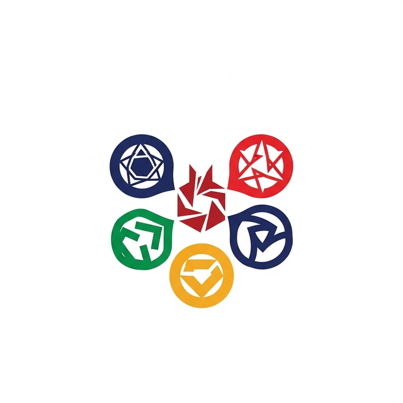 Symbolic Logo Design with Five Distinct Symbols - Creative Design Concept Symbolic Logo Design with Five Distinct Symbols - Creative Design Concept