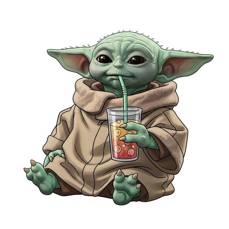 Yoda Drinking from a Straw | Ancient Wisdom & Galactic Energy