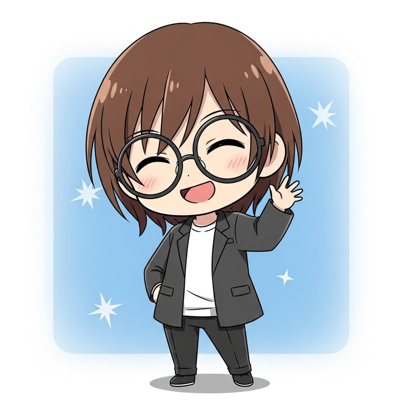 Cute Chibi Boy with Big Round Glasses | Simple Anime Style