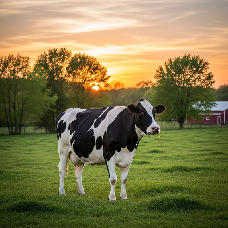 Tranquil Holstein Dairy Cow at Sunset