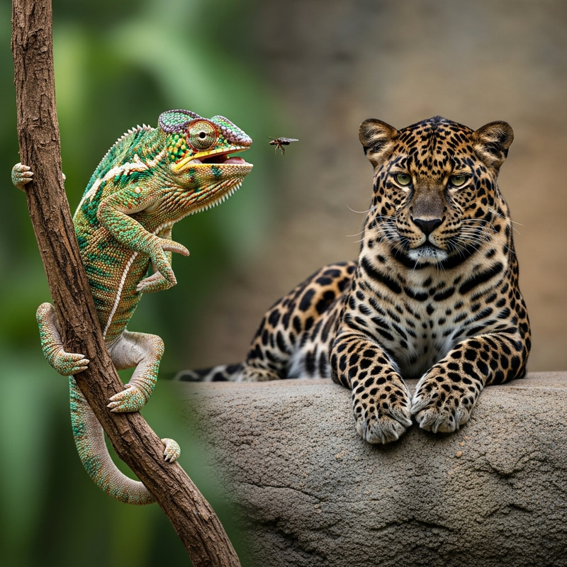 Panther Chameleon vs Black Panther: Nature's Battle