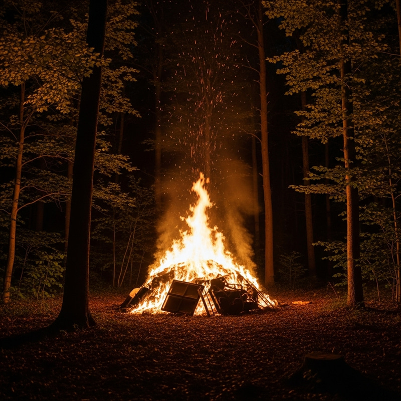 A Burning Pile of Things in a Dark Forest A Burning Pile of Things in a Dark Forest