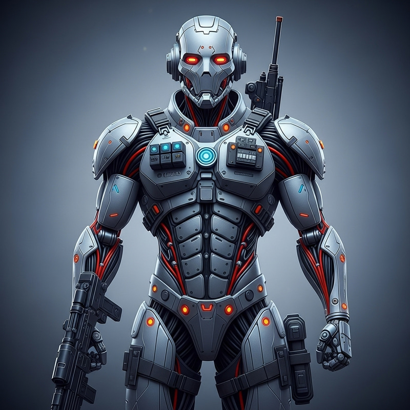 Sleek Futuristic Soldier Robot - Sci-Fi Galaxy Design