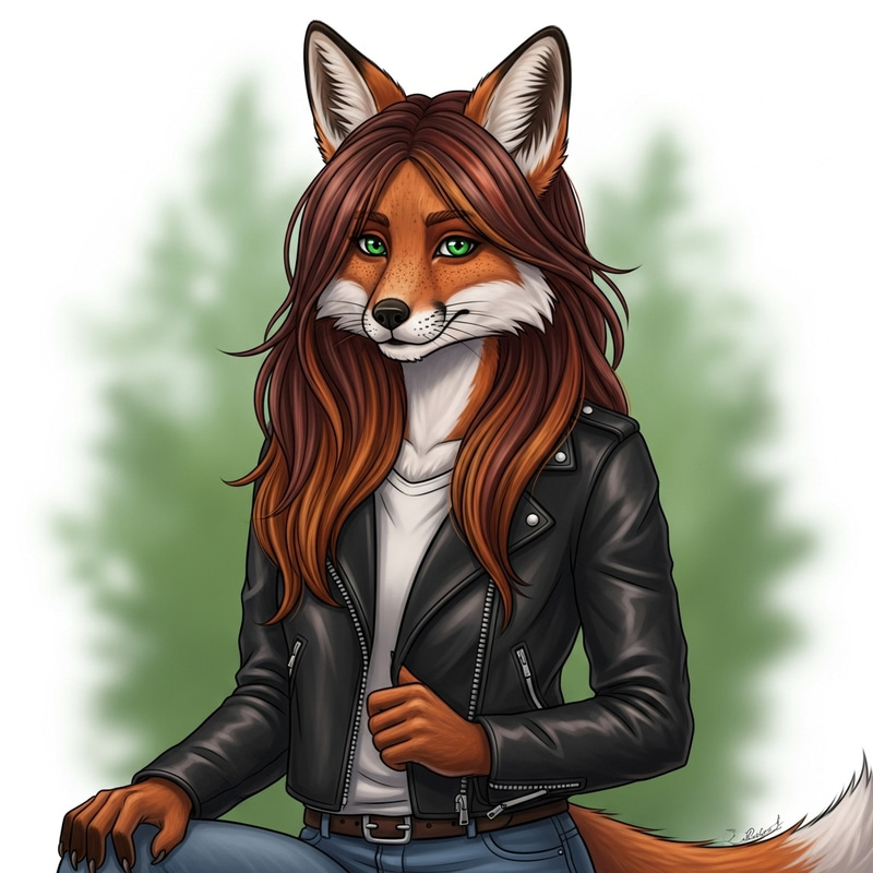 Furry Girl: A Unique Fox Character with Green Eyes & Auburn Hair Furry Girl: A Unique Fox Character with Green Eyes & Auburn Hair