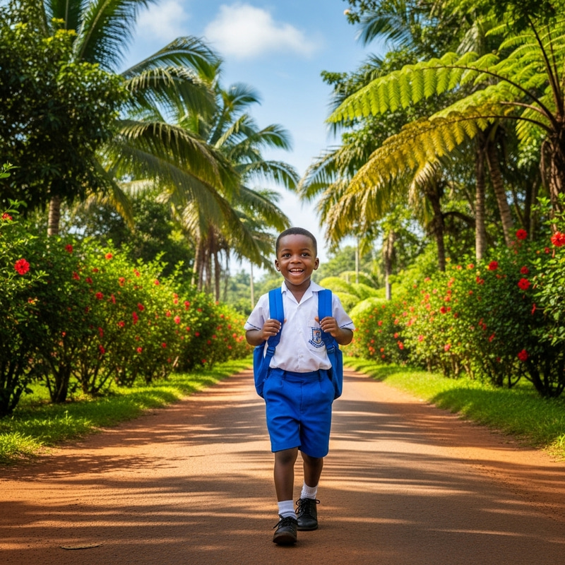 Ghanaian Boy Going to School - A Joyful Journey Ghanaian Boy Going to School - A Joyful Journey