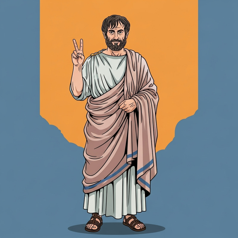 Aristotle Making Peace Sign Pose | Imagined Representation Aristotle Making Peace Sign Pose | Imagined Representation