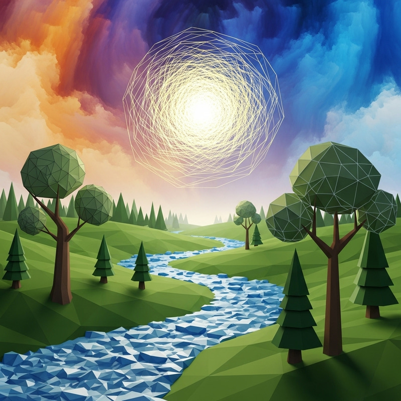 Abstract Representation of Nature: Vibrant Colors & Geometric Elements Abstract Representation of Nature: Vibrant Colors & Geometric Elements