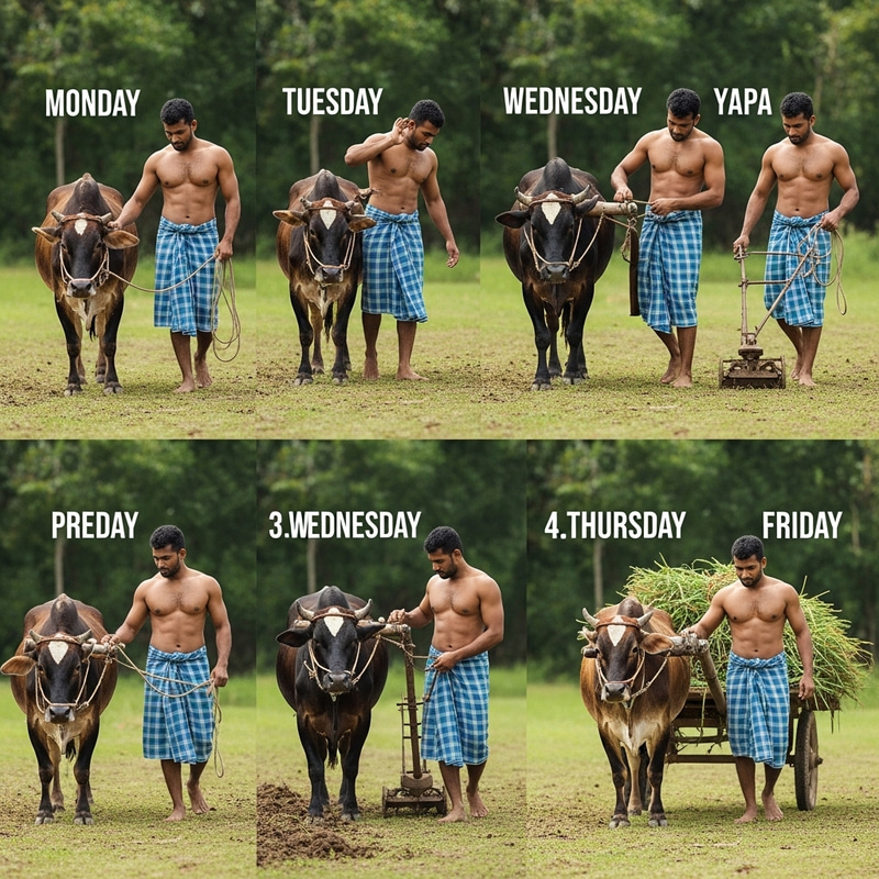 Diligent Farmer Works with Cow 5 Days a Week to Enhance Farming Prowess