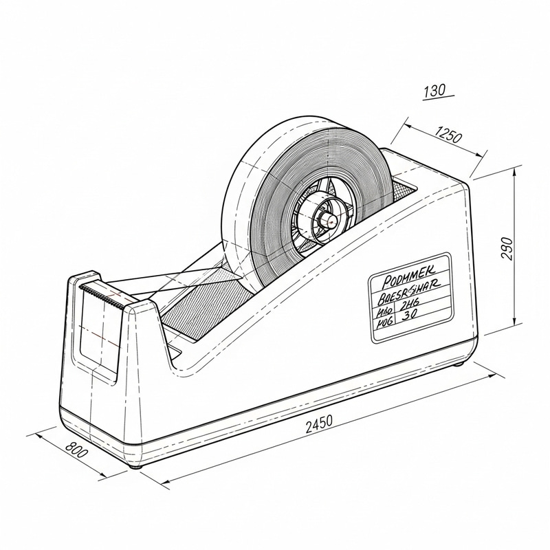 Vintage Tape Dispenser Blueprint with Label Vintage Tape Dispenser Blueprint with Label
