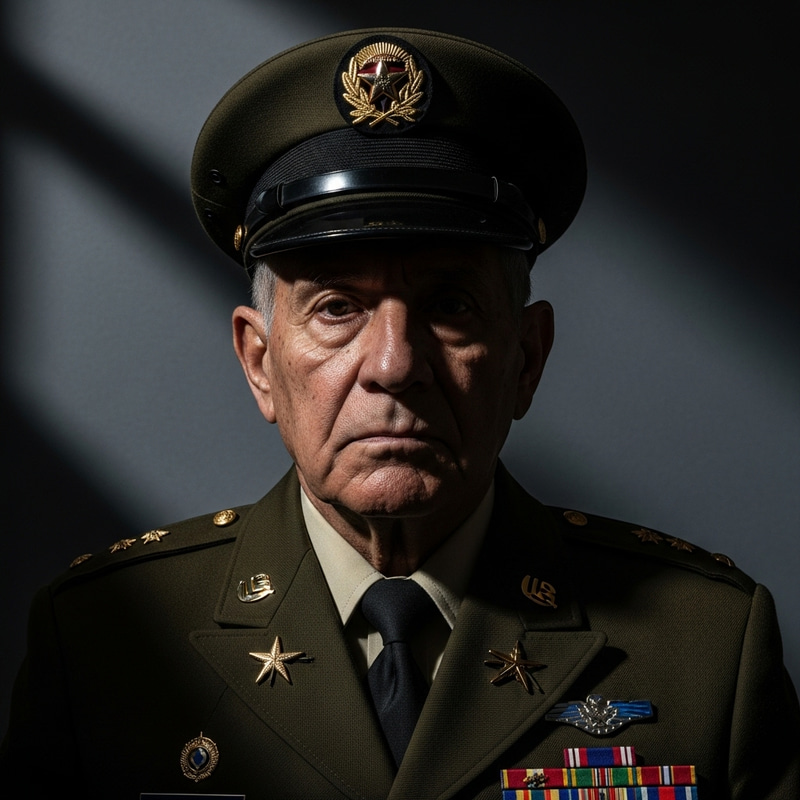 Hispanic Military Veteran Portrait - Worn Features & Dynamic Lighting Hispanic Military Veteran Portrait - Worn Features & Dynamic Lighting