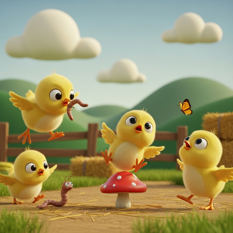 3D Baby Chicks at Farm - Animated Pixar Style 3D Baby Chicks at Farm - Animated Pixar Style
