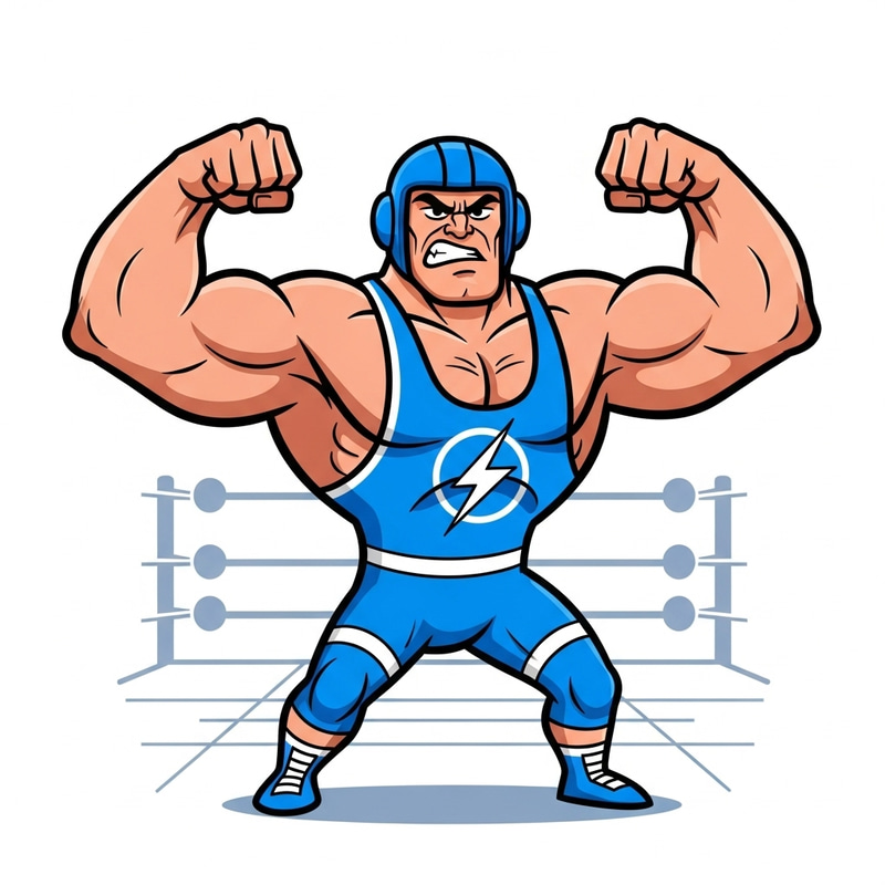 Electric Wrestler with Headgear in Professional Attire Electric Wrestler with Headgear in Professional Attire