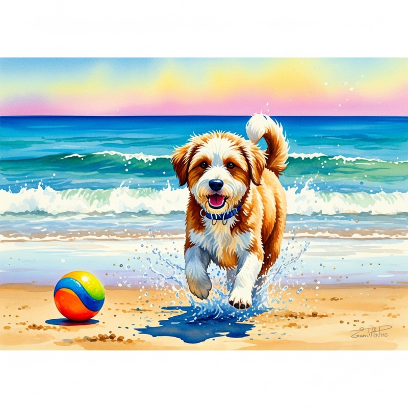 Maximize Your Pet's Summer Fun with a Vibrant Beach Watercolor Portrait Maximize Your Pet's Summer Fun with a Vibrant Beach Watercolor Portrait