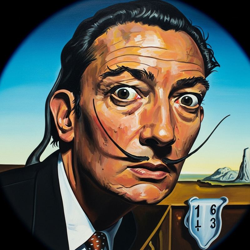 Surreal Human Face Portrait - Dali-inspired Abstract Art