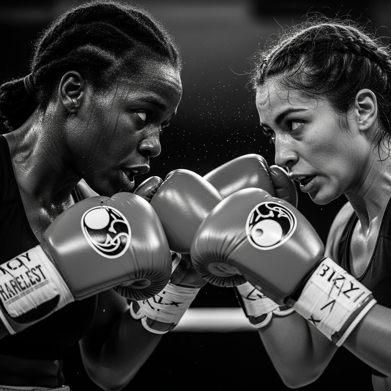 Empowering High-Speed Boxing Match: Women of Focus and Determination Empowering High-Speed Boxing Match: Women of Focus and Determination