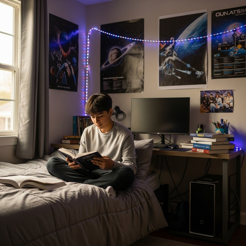 15-Year-Old Teen Boy Profile Photos in His Room