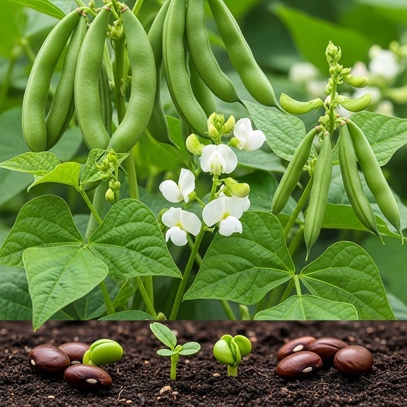 Vibrant Growth Stages of Green Beans | Natural Textures Showcase Vibrant Growth Stages of Green Beans | Natural Textures Showcase