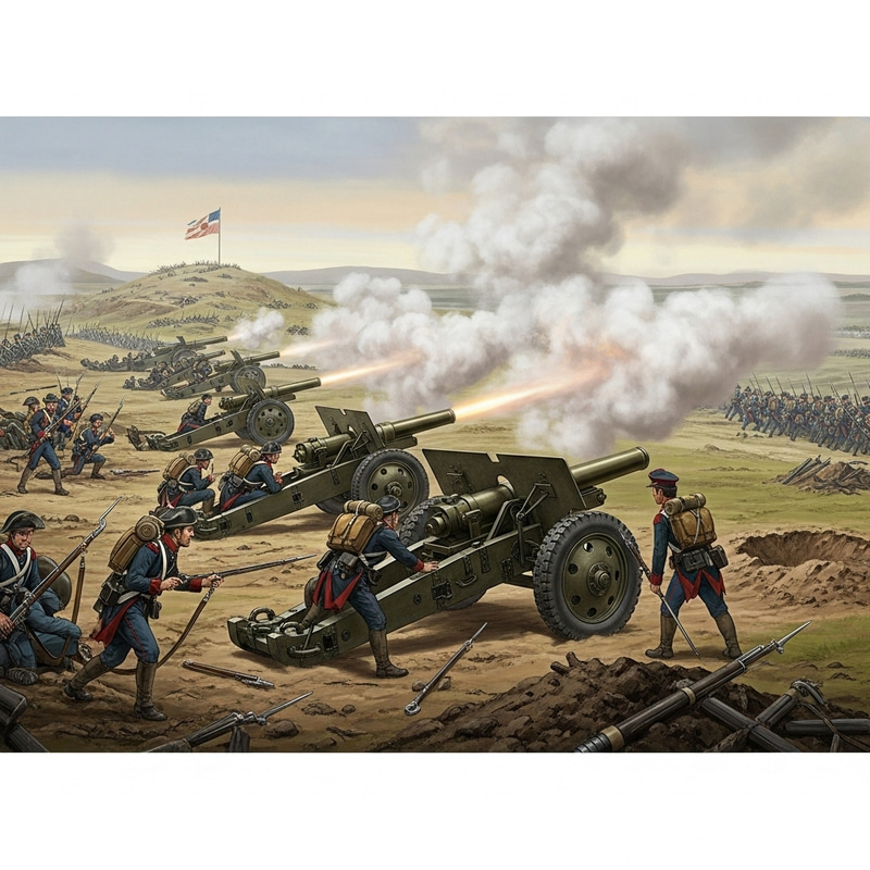 Artillery in Action: A Historic Battlefield Scene Artillery in Action: A Historic Battlefield Scene