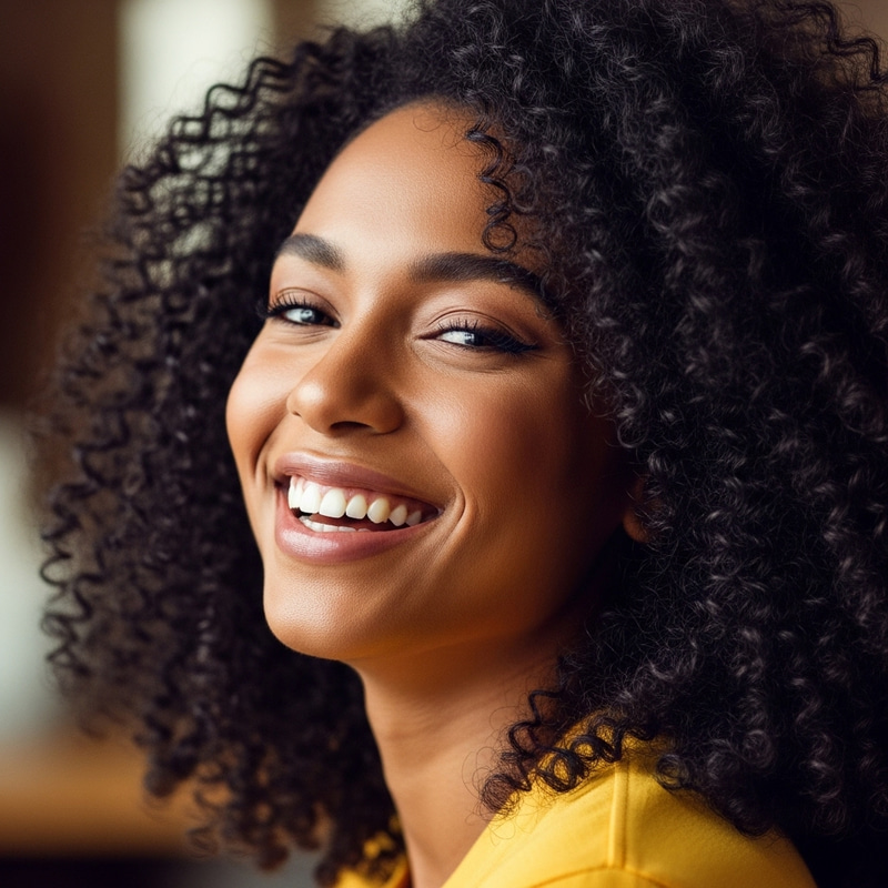 Glowing African Girl with Joyful Smile