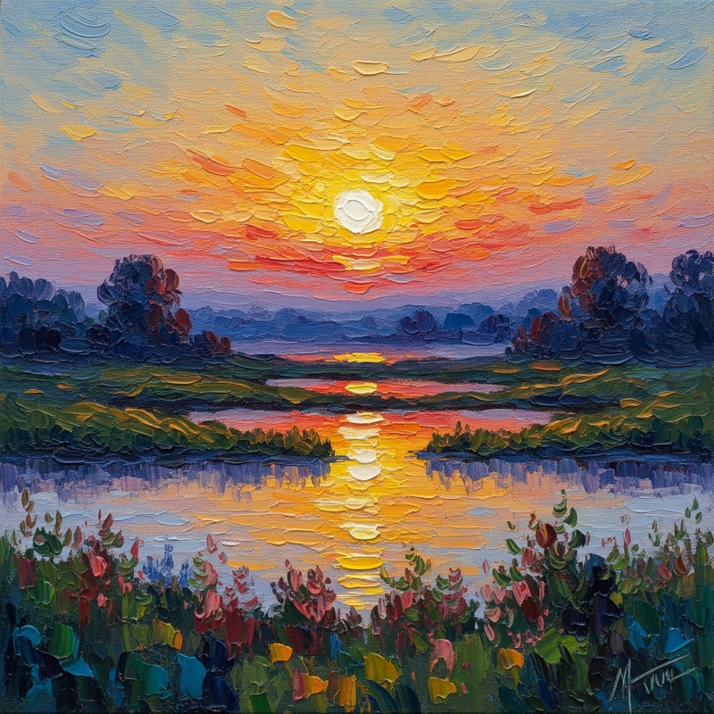 Sunset Impressionism: Vibrant Canvas Mastery Sunset Impressionism: Vibrant Canvas Mastery