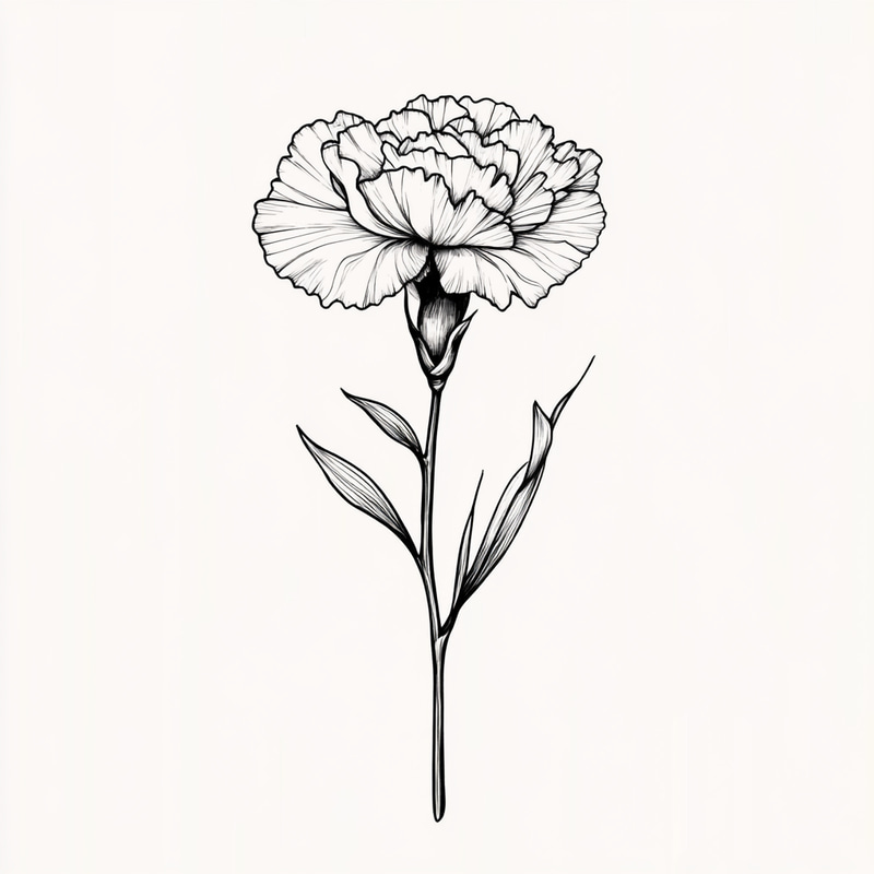 Minimalist January Carnation Flower Tattoo Design