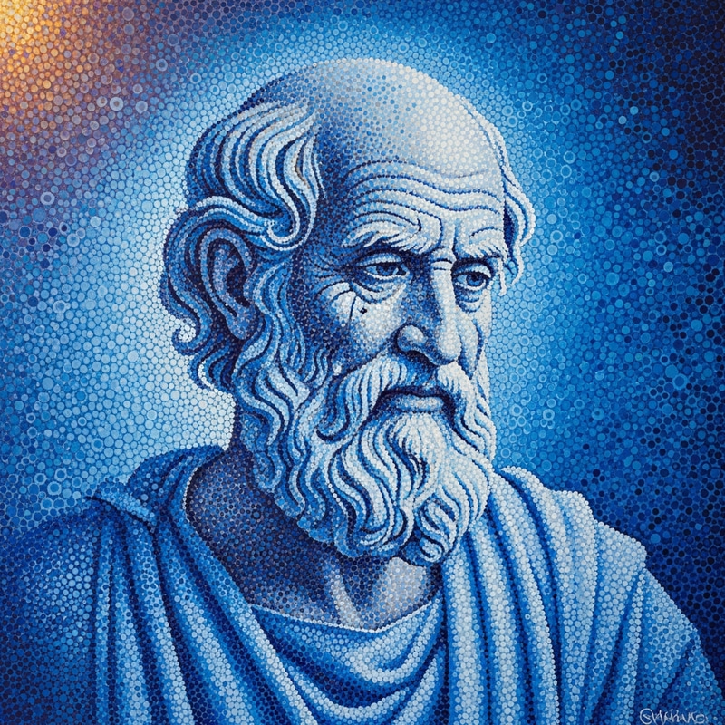 Epictetus Oil Painting in Pointillism Style Epictetus Oil Painting in Pointillism Style