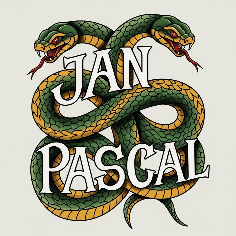 Traditional Style Snakes 'Jan' and 'Pascal' Illustration Traditional Style Snakes 'Jan' and 'Pascal' Illustration