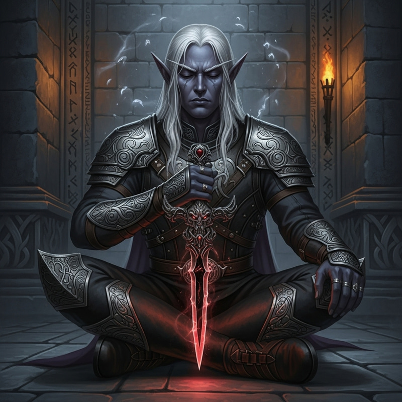 Dark Elf Meditation with Sorcerer's Dagger Dark Elf Meditation with Sorcerer's Dagger