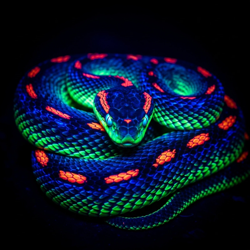 Vibrant Neon Snake in Dazzling Colors