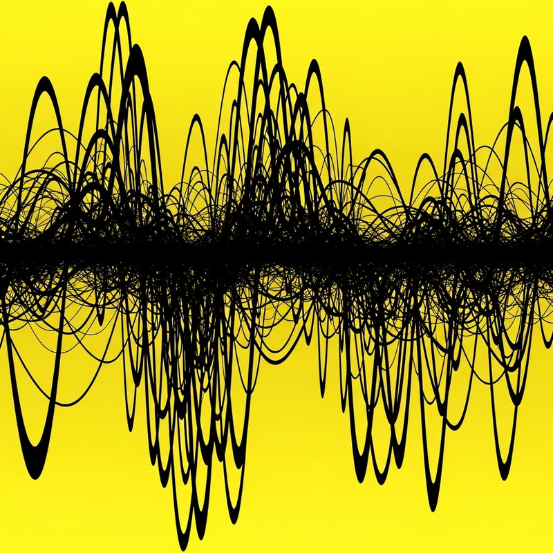 Complex Mathematical Waves in Black and Yellow Art