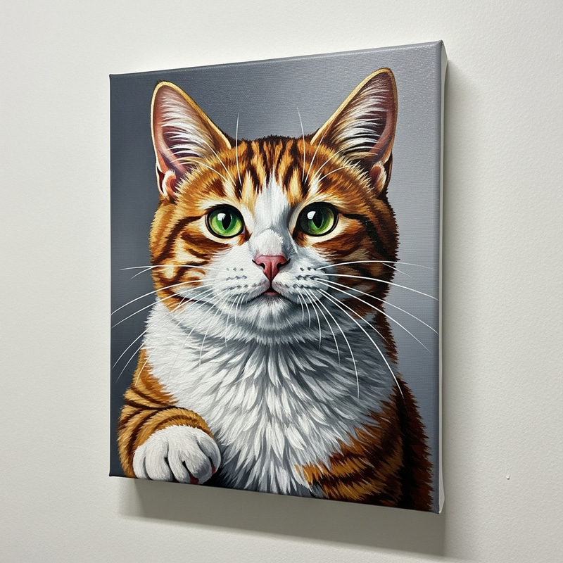 Detailed Cat Painting on Wall - Charm and Warmth Detailed Cat Painting on Wall - Charm and Warmth