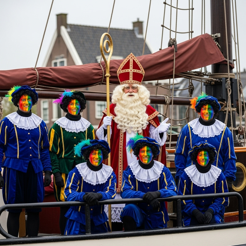 Sinterklaas and Colorful Petes in Digital Era - Modern Volendam Celebration Sinterklaas and Colorful Petes in Digital Era - Modern Volendam Celebration