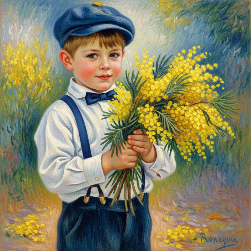Innocence and Joy of Childhood - Vibrant Mimosa Flowers Painting