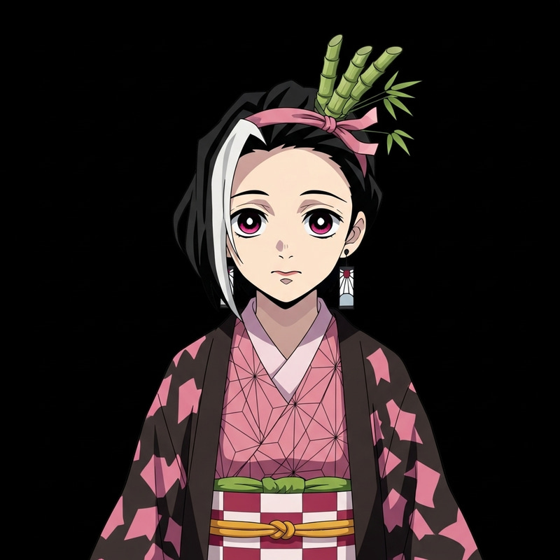 Nezuko-Inspired Kimono Dress with Pink and Black Patterns Nezuko-Inspired Kimono Dress with Pink and Black Patterns