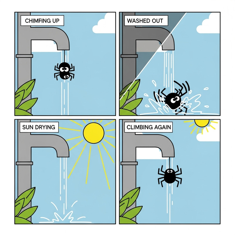 2D Itsy Bitsy Spider Story Board Vector Illustration 2D Itsy Bitsy Spider Story Board Vector Illustration