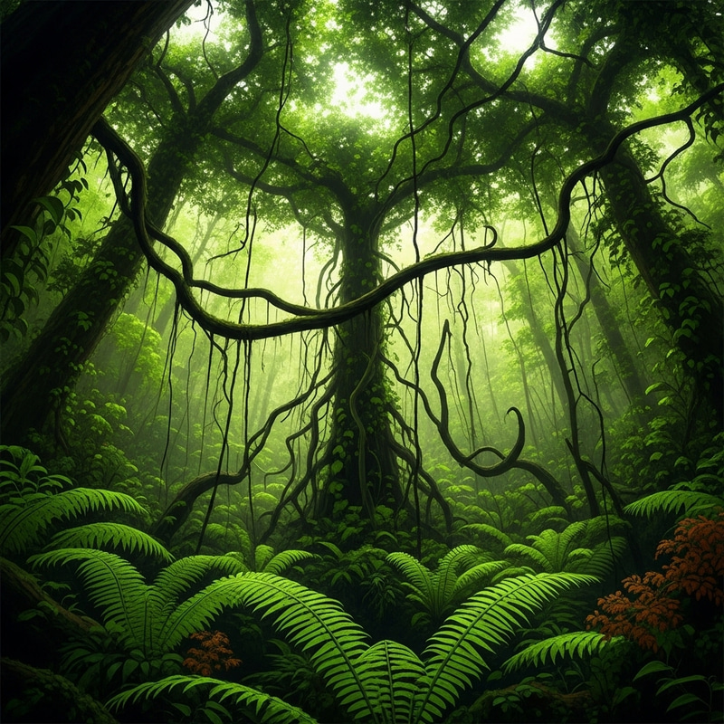 Abstract Rainforest: Lush & Fantastical Greenery
