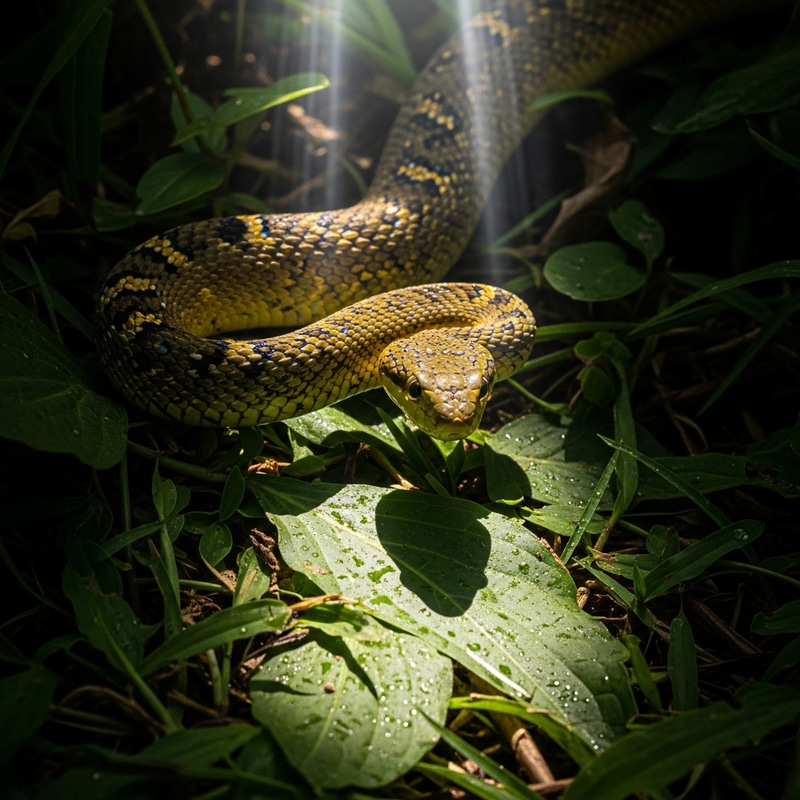 Olive Green Snake in Lush Nature Scene