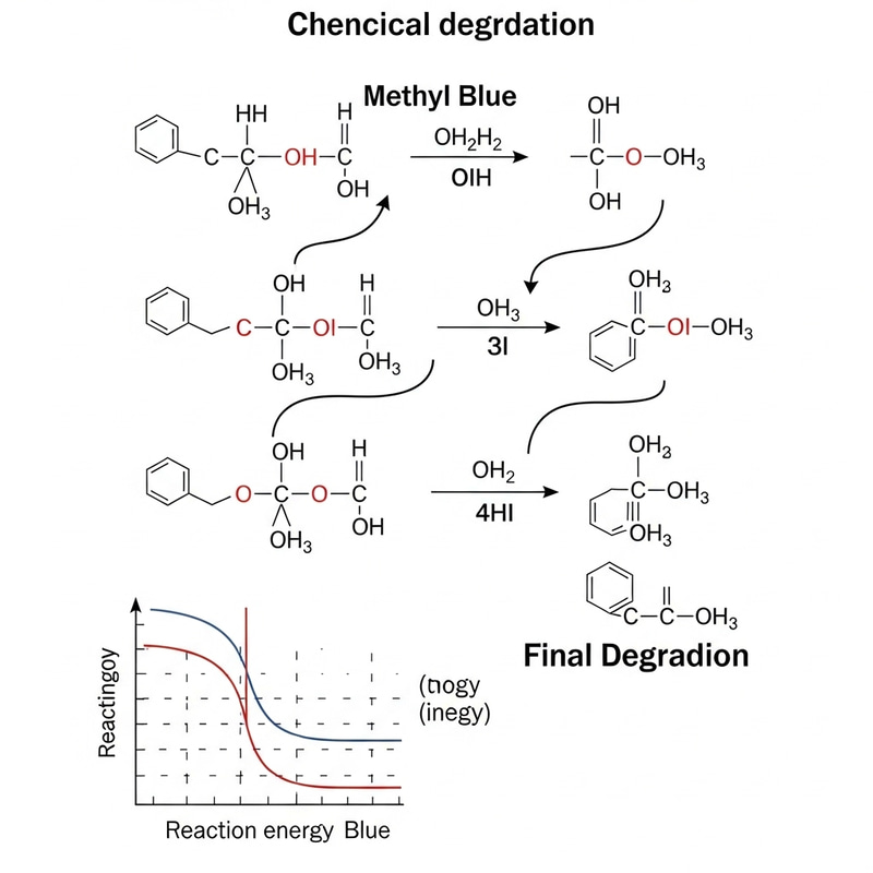 Chemical Degradation Mechanism of Methyl Blue: Step-by-Step Reactions
