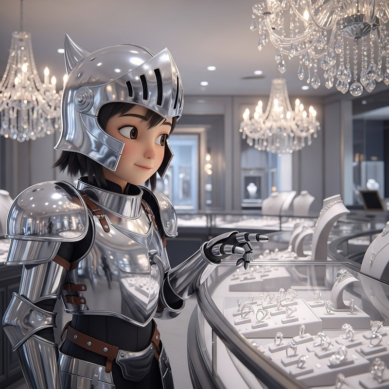 Anime Girl in Armor Chooses a Tiffany's Ring