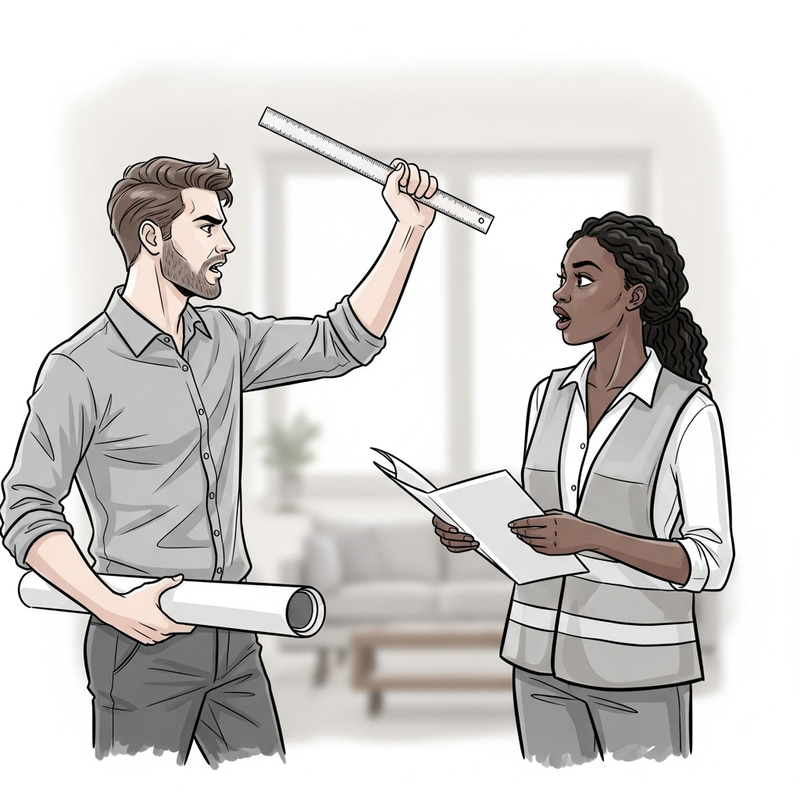 Tense Interior Design Dispute in Black and White Sketch Tense Interior Design Dispute in Black and White Sketch