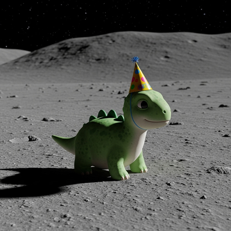 Party Dino on Moon: A Cosmic Celebration Party Dino on Moon: A Cosmic Celebration
