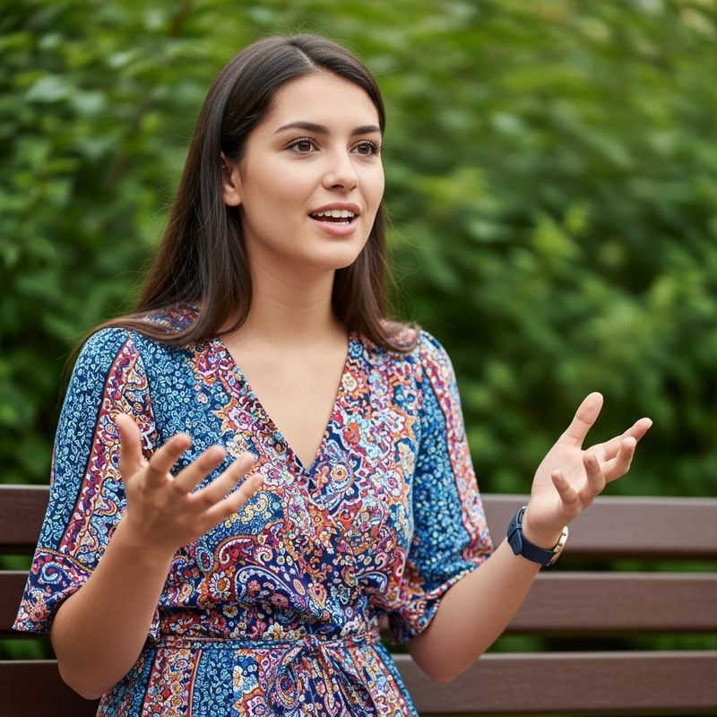 Beautiful Hispanic Girl Speaking Outdoors | Energetic Expression Beautiful Hispanic Girl Speaking Outdoors | Energetic Expression