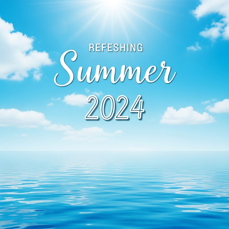 Refreshing 2024 Summer Greeting Print Design - Serene Blue Sky & Sea Refreshing 2024 Summer Greeting Print Design - Serene Blue Sky & Sea